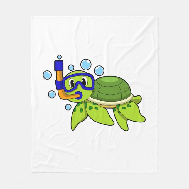 Couverture Polaire Tortue à la plongée avec tuba (Devant)