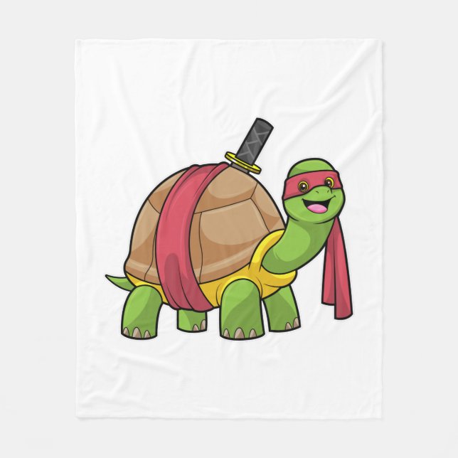 Couverture Polaire Tortue aux arts martiaux avec épée (Devant)