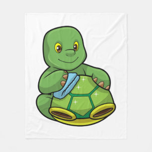 Couverture Polaire Tortue avec coquille et chiffon de nettoyage
