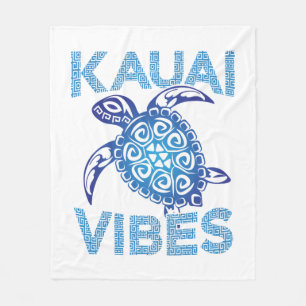 Couverture Polaire Tortue de mer tribale bleue polynésienne Vibes Kau