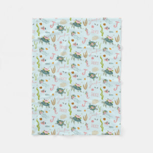 Couverture Polaire Tortue de petite fille personnalisée   30x40 polai