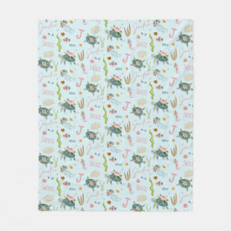 Couverture Polaire Tortue de petite fille personnalisée | 50x60 polai