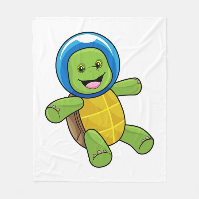 Couverture Polaire Tortue en astronaute avec boule de verre (Devant)