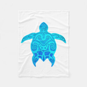 Couverture Polaire Tortue tribale bleue
