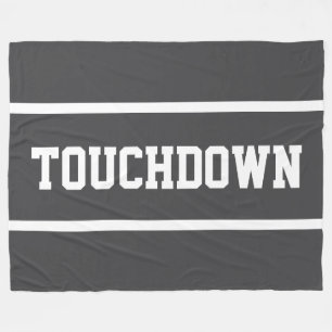 Couverture Polaire TOUCHDOWN Gris Foncé Sportif Blanc Rayures de Foot