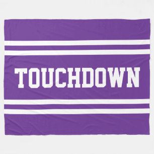 Couverture Polaire TOUCHDOWN Texte Blanc Royal Violet Rayures de Cour