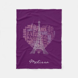 Couverture Polaire Tour Eiffel et inscriptions Paris | Deep Purple