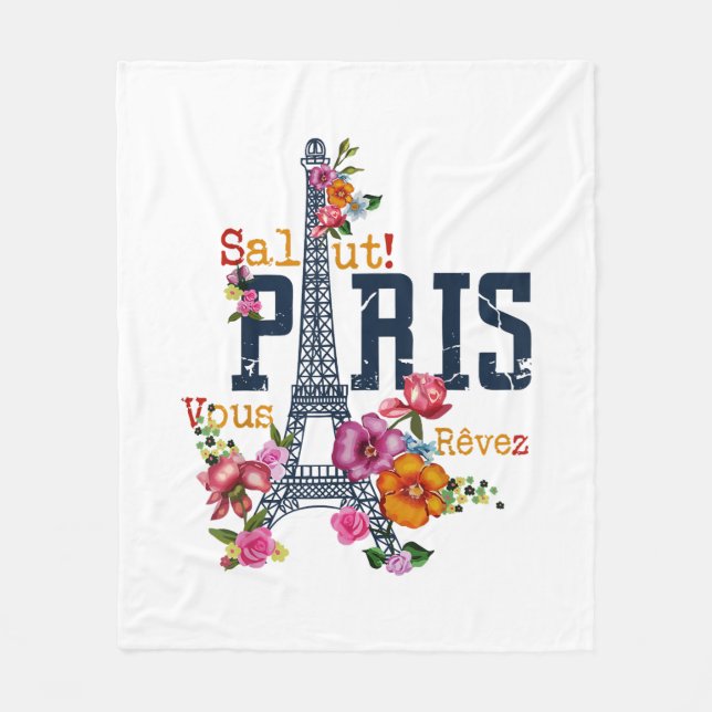 Couverture Polaire Tour Eiffel Paris Chemise Salut Flower Paris Fra (Devant)