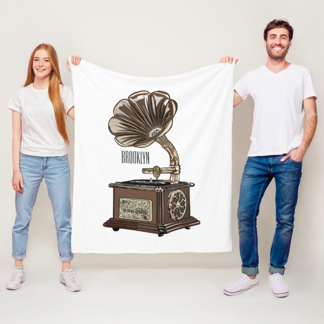 Couverture Polaire Tourne-disque dessin animé (En situation)