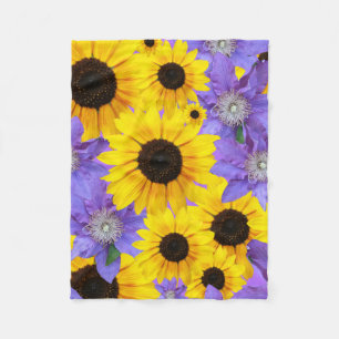 Couverture Polaire Tournesol coloré Jaune & Purple Motif Floral