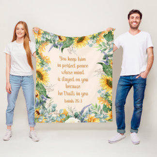 Couverture Polaire Tournesol Floral Bible Verse Garder la paix parfai