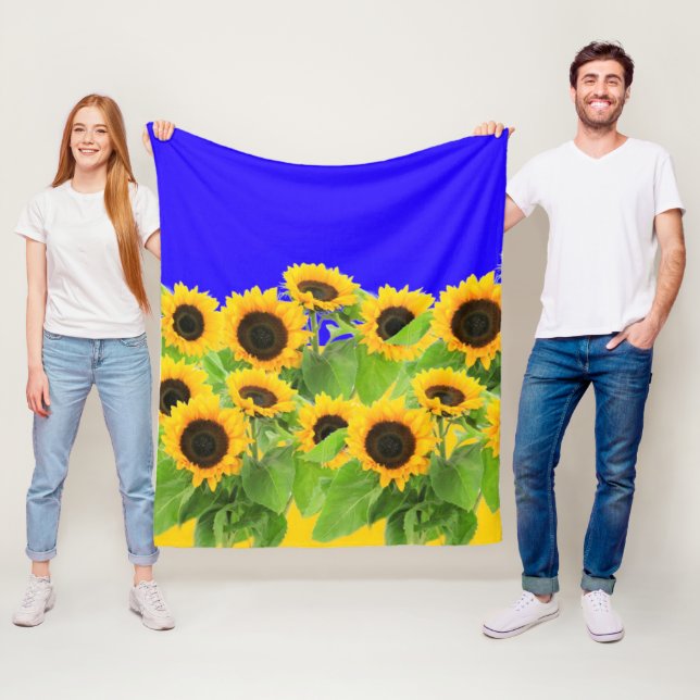 Couverture Polaire Tournesols Blanche polaire Ukraine Couleurs du dra (En situation)