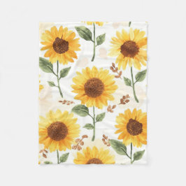 Couverture Polaire Tournesols Jaunes Aquarelle Floral Fantaisiste