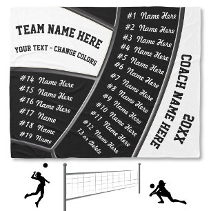 Couverture Polaire TOUS Les Joueurs Black White Volleyball Cadeaux En
