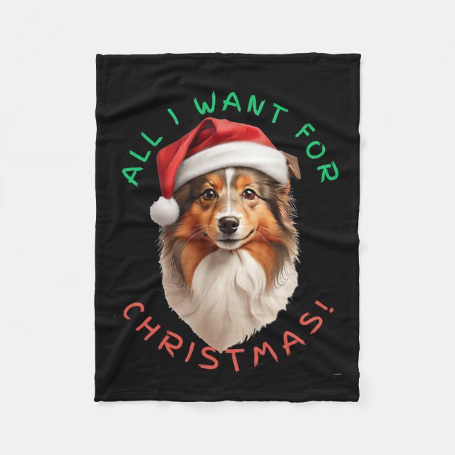Couverture Polaire Tout Ce Que Je Veux Pour Noël ! Pour Shetland Shee (Devant)