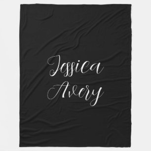 Couverture Polaire Tout nom   Élégant script blanc modifiable sur noi