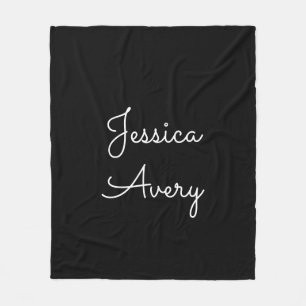Couverture Polaire Tout nom   Script blanc modifiable Cool sur noir