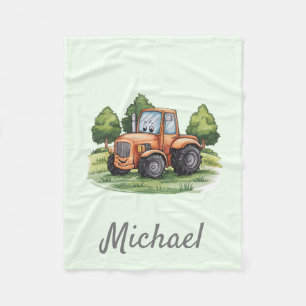 Couverture Polaire Tracteur d'aquarelle verte personnalisé