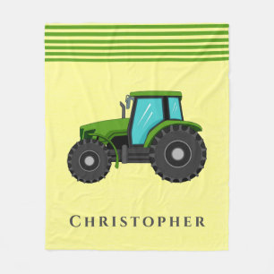 Couverture Polaire Tracteur vert et jaune personnalisé