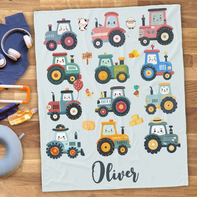 Couverture Polaire Tracteurs pour bébés mignons dans une ferme (Créateur téléchargé)