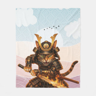 Couverture Polaire Traditional Japanese Wave Samurai Cat  Zen Blanket