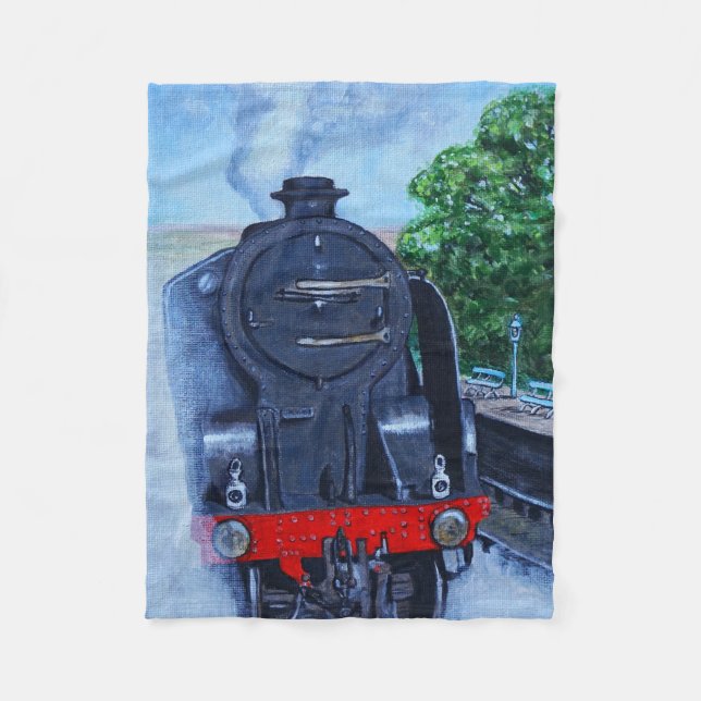 Couverture Polaire Train à vapeur à la peinture de la gare (Devant)