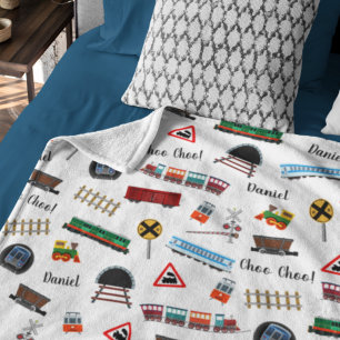 Couverture Polaire Train Motif Petit Garçon Prénom Choo Choo Enfants