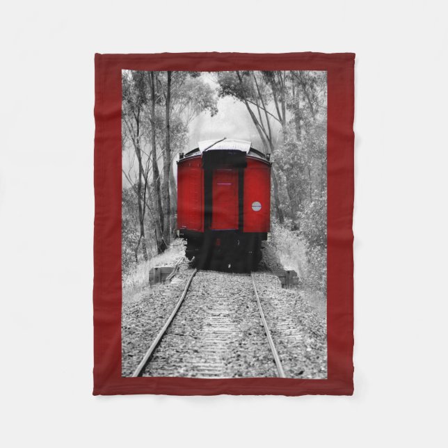 Couverture Polaire Train victorien de vapeur de cambuse rouge (Devant)