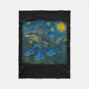 Couverture Polaire Tralalero Tralala Funny Shark Van Gogh Starry Nigh