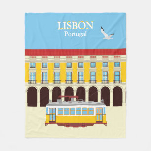 Couverture Polaire Tramway jaune de Lisbonne style vintage