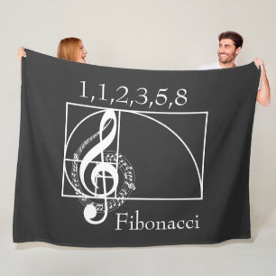 Couverture Polaire Treble Clef Notes musicales et Fibonacci Spiral