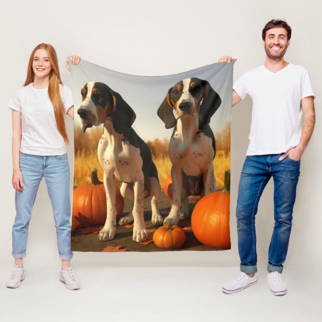 Couverture Polaire Trek Walker Coonhound Chiot Citrouille d'automne (En situation)