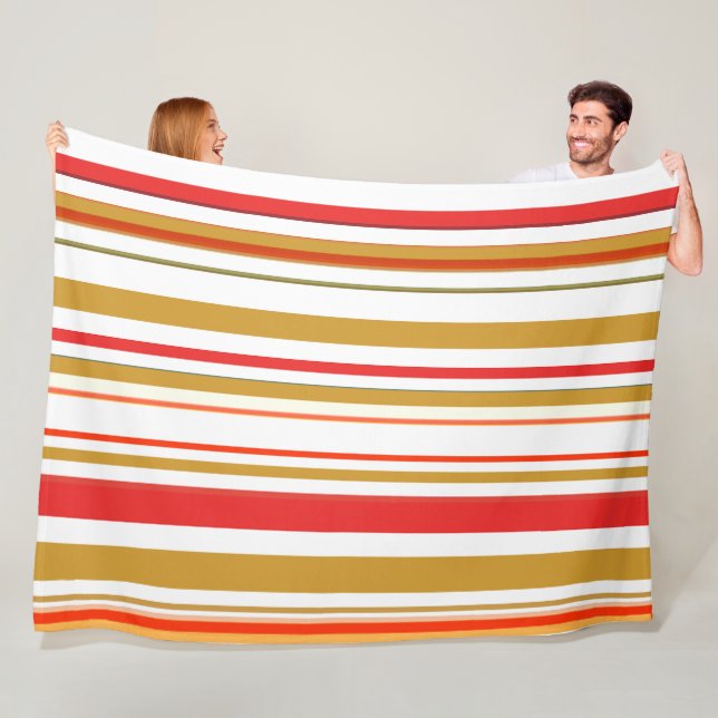 Couverture Polaire Trendy Modern Red et Gold Stripes (En situation)