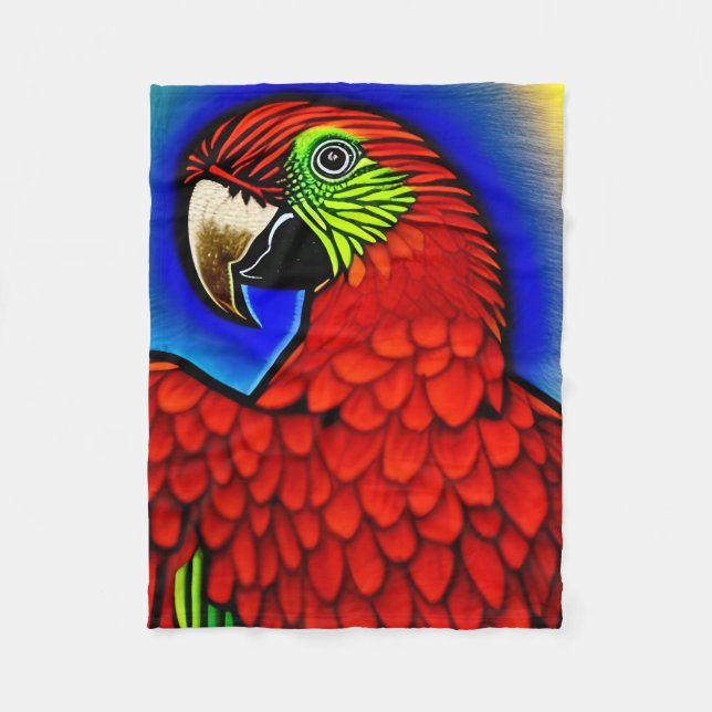 Couverture Polaire Trésor Tropical : Abstraite oeuvre de perroquet dy (Devant)