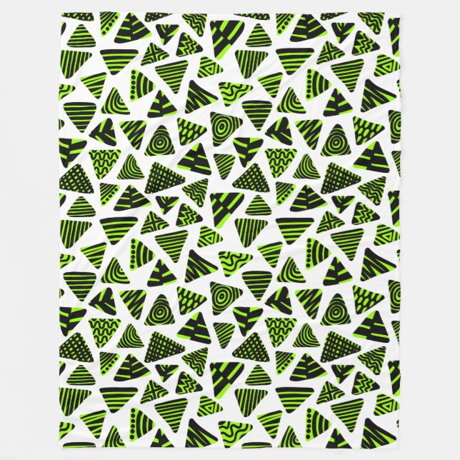 Couverture Polaire Triangles 240121 - Noir et Chartreuse sur Blanc (Devant)