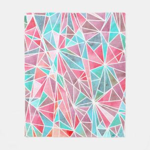 Couverture Polaire Triangles aquarelle, mosaïque estivale lumineuse.