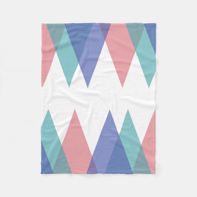 Couverture Polaire Triangles bleu et corail (Devant)