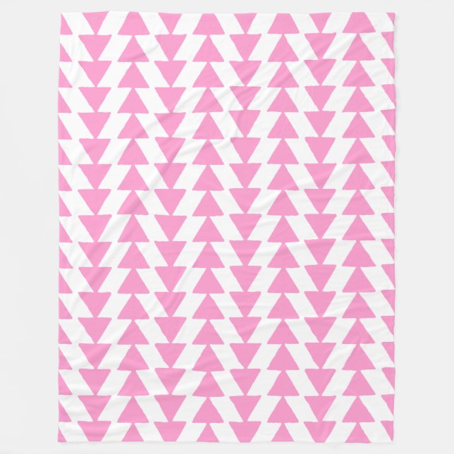 Couverture Polaire Triangles encés - rose et blanc (Devant)