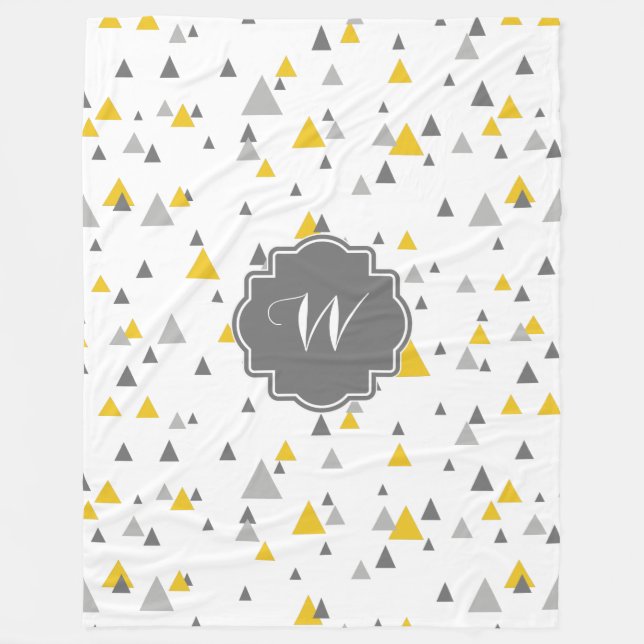 Couverture Polaire Triangles géométriques modernes Motif gris et jaun (Devant)