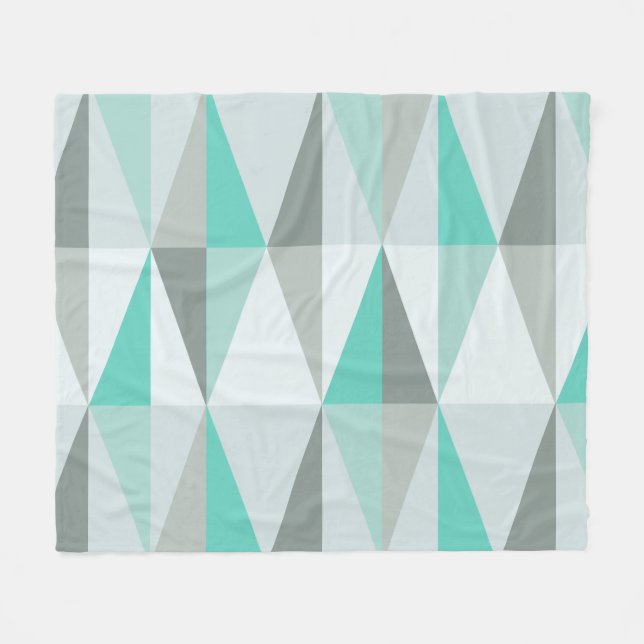 Couverture Polaire Triangles modernes du milieu du siècle Turquoise (Devant (Horizontal))