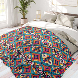 Couverture Polaire Tribu Teal et Orange