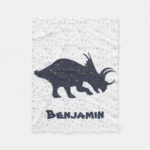 Couverture Polaire Tricératops Nom personnalisé Blanche-Toile, Peti