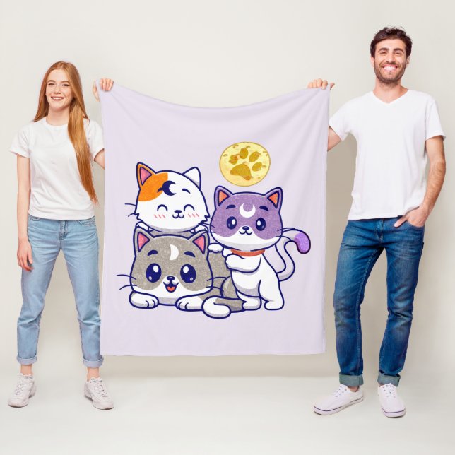 Couverture Polaire Trio adorable - Trois chats mignons (En situation)