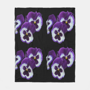 Couverture Polaire Trio de fleurs de pensée violettes et blanches : H