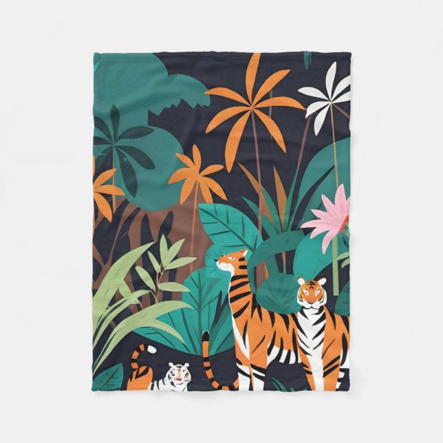 Couverture Polaire Trio de tigres tropicaux (Devant)
