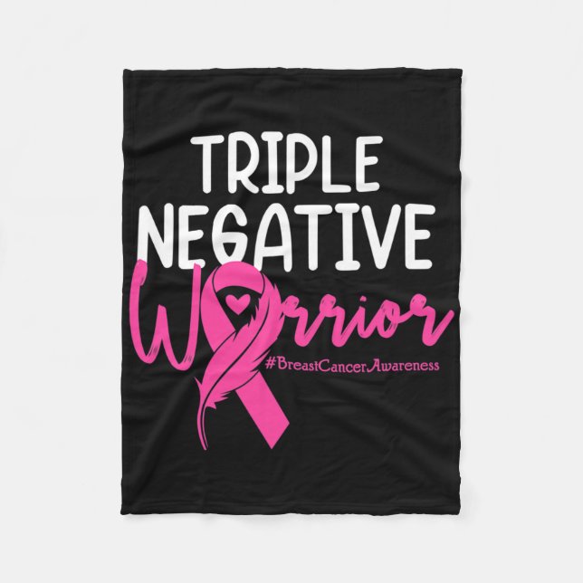 Couverture Polaire Triple Négatif Warrior Rose Ribbon Breast Cancer (Devant)