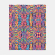 Trippy Hippy Chats Vivid Couleur Psychedélique