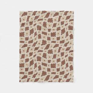 Couverture Polaire Trippy super 60s Flower Checks Neutral Brown