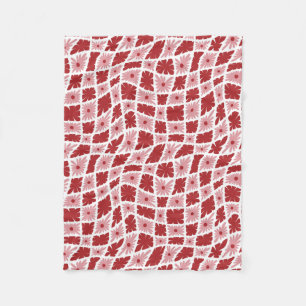Couverture Polaire Trippy super 60s Flower Checks Rouge rose