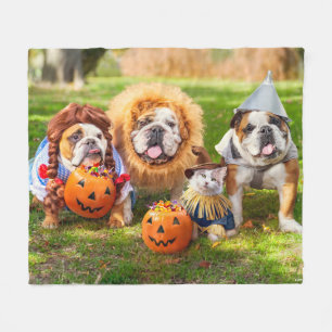 Couverture Polaire Trois Bulldogs en costumes